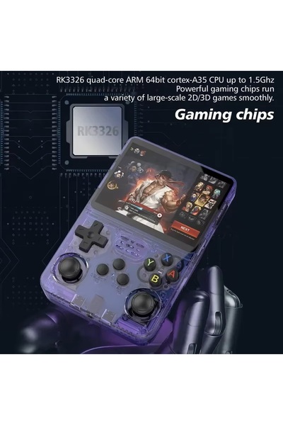 VEVOR Consolă retro portabilă R36S, 64GB, 15000 jocuri, ArkOS 2.0, N64 PSP PS1 PlayStation, violet