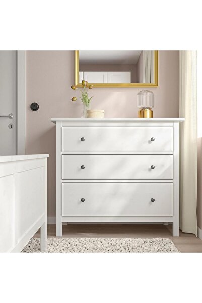 IKEA 3 çekmeceli şifonyer, beyaz vernik, 108x96 cm