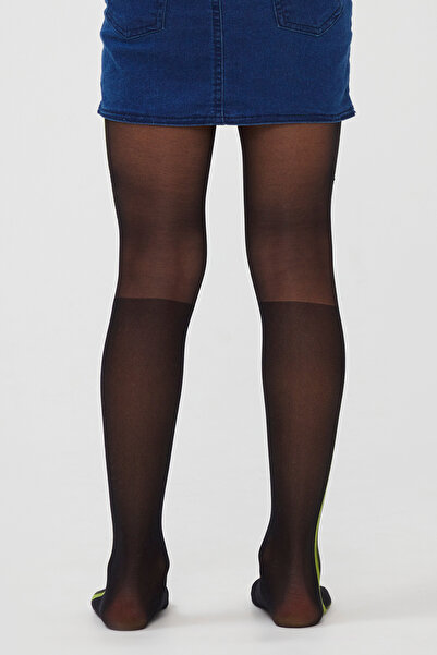 Penti Siyah Kız Çocuk Neon Çizgili Külotlu Çorap