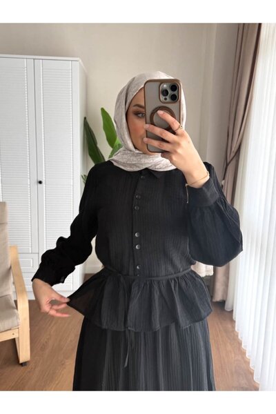 RFK Butik Women's Melinda Begonia Fabric Skirt Double Suit Black