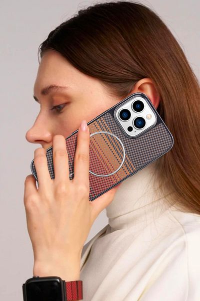 EWEC iPhone 16 Compatible Magsafe Supported Aramid Fiber Premium Phone Case – Velvet Inner Surface