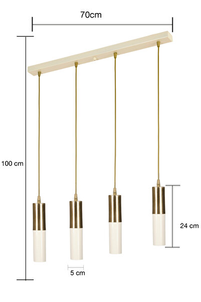 Bozyaka Aydınlatma Arya 4'lü Dekoratif Sıralı Sarkıt Krem & Eskitme Kaplama Avize (GÜN IŞIĞI LED AMPUL DAHİLDİR...)