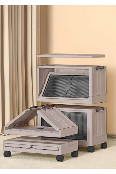 FORSACE 4'Lü Katlanabilir Organizer  Portatif Şık Görünümlü Çok Amaçlı  Kapaklı Dolap