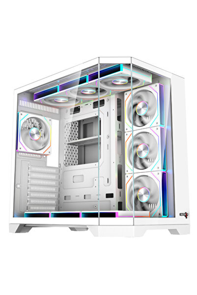 SPEARPC DOST 60 PLUS GAMING CASE Mid Tower ATX WITH 7 ARGB FANS AND REMOTE CONTROL white color