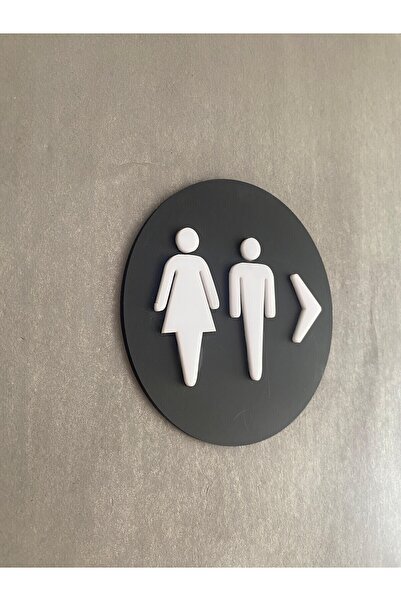 Yönline Kabartmalı Kadın Ve Erkek Ikonlu Wc Tabelası Pratik Bantlı Kendinden Yapışkanlı 15x7 cm