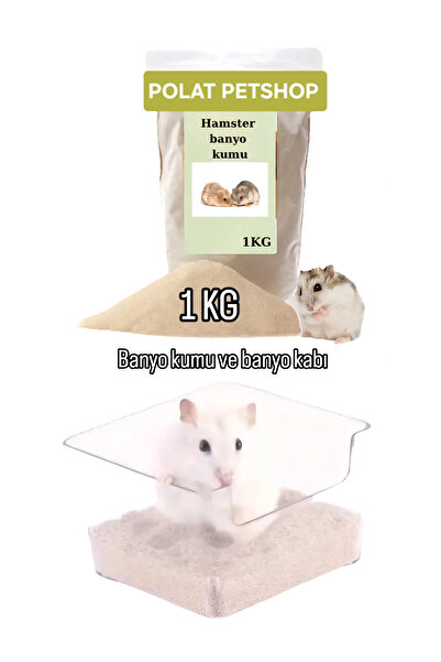 polat pet Hamster Banyo Kumu 1 Kg Ve Banyo Kabı Ikisi Bir Arada