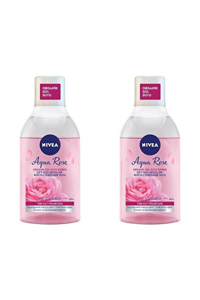 NIVEA Aqua Rose Organik Gül Suyu Içeren Çift Fazlı Temizleme Suyu 400 Ml 2'Li