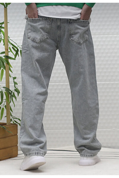 Genel Markalar Gri Erkek Baggy Kot Pantolon