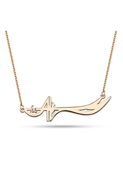 Mavili Gümüş Kadın Rose  Zülfikar Kılıcı Gümüş Kolye