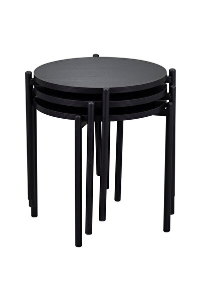 VİLİNZE Ay Metal Çok Amaçlı Zigon Tabure (3 Adet)