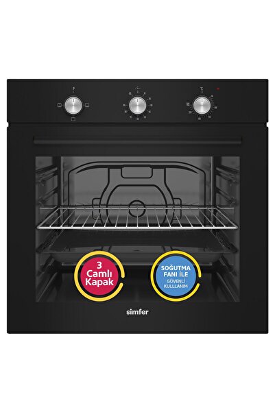 Simfer 4 Fonksiyon Trend Mekanik Siyah Cam 3'lü Ankastre Set ( Fırın + Ocak + Davlumbaz)