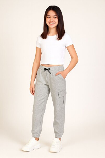 armicem Παιδικά Unisex παντελόνια Cargo με 2 τσέπες και ελαστικά πόδια – Γκρι & Γκρι---Δεν περιλαμβάνει το Crop