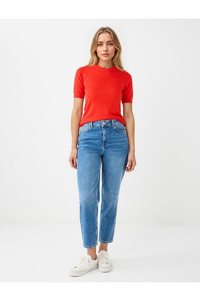 Jimmy Key Red Round Neck Short Sleeve Knitwear Sweater