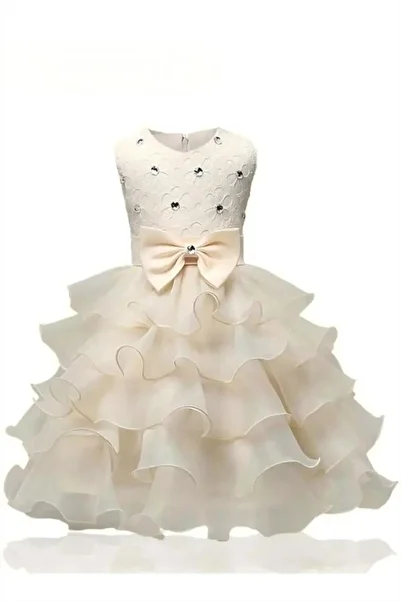 Generic Girls Dress Children Ruffle Lace Sleeveless Bow Design Party Dress With Ballet Tutu 110cm