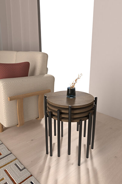 VİLİNZE Ay Metal Çok Amaçlı Zigon Tabure (4 Adet)