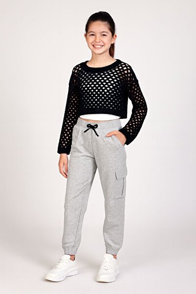 armicem Παιδικά Unisex παντελόνια Cargo με 2 τσέπες και ελαστικά πόδια – Γκρι & Γκρι---Δεν περιλαμβάνει το Crop