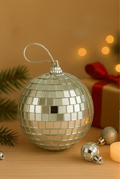 BeySüS Στολίδι Πρωτοχρονιάτικο Πεύκο Καθρέφτης Ντίσκο Μπάλα 8 cm Σετ 4 τεμαχίων