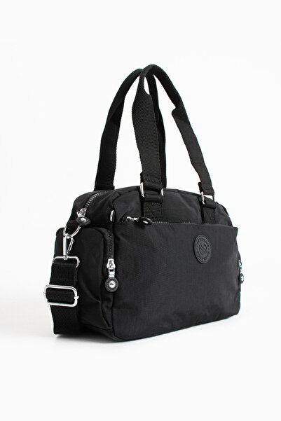 Sanmorris Black Crinkle Bag - Unisex, Shoulder and Crossbody