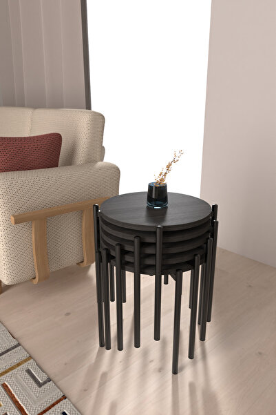 VİLİNZE Ay Metal Çok Amaçlı Zigon Tabure (5 Adet)