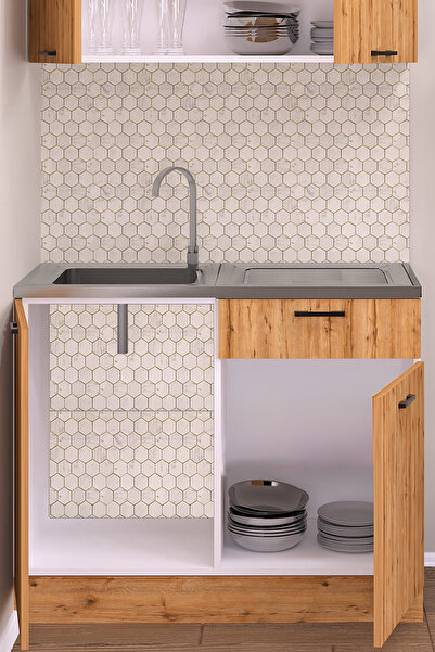 Fly Mobilya Felix 100 Cm Detroit Mutfak Evyeli Alt Modül ,mini Hazır Mutfak Dolabı Alt Modülü