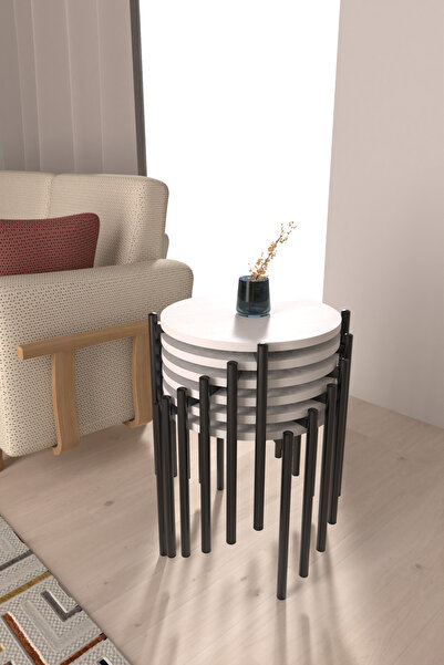 VİLİNZE Ay Metal Çok Amaçlı Zigon Tabure (6 Adet)