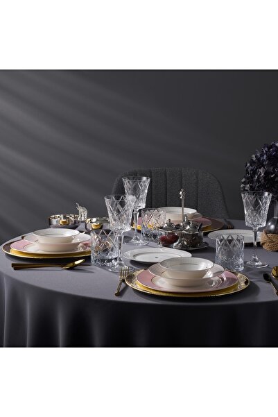 Jumbo Navy 24 Parça 6 Kişilik Yemek Takımı Pink