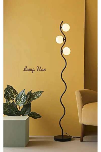 Lamp Han Kıvrımlı Özel Tasarım Şık Zarif 3 Camlı Zigzag Lambader