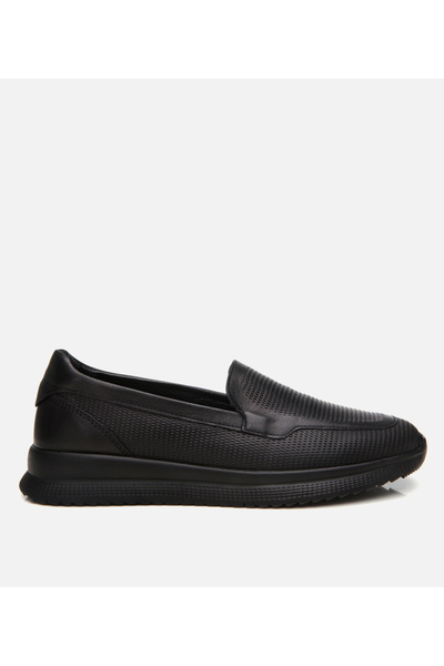 Hotiç Women's Leather Black Comfort Flat Shoes
