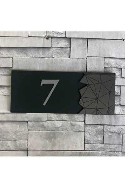 Yönline Modern Written Decorative Mirrored Smoked Door Number - 7