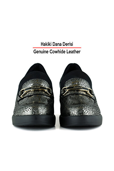 Erkan Saçmacı Catherine Silver Snake Pantofi casual elastici din piele de vițel autentică cu toc pană