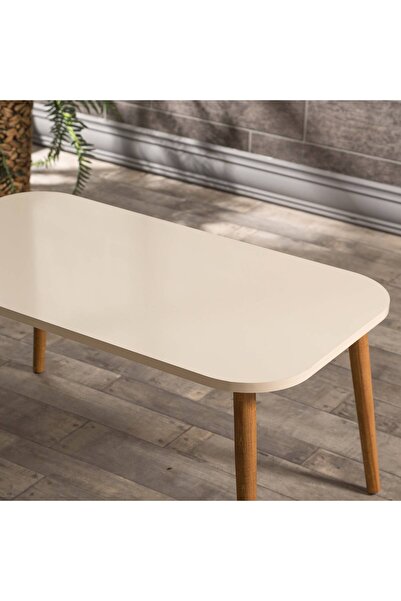 GOLDFALEZ Zigon Sehpa Kr Ve Orta Sehpa Kr Torna Set Krem