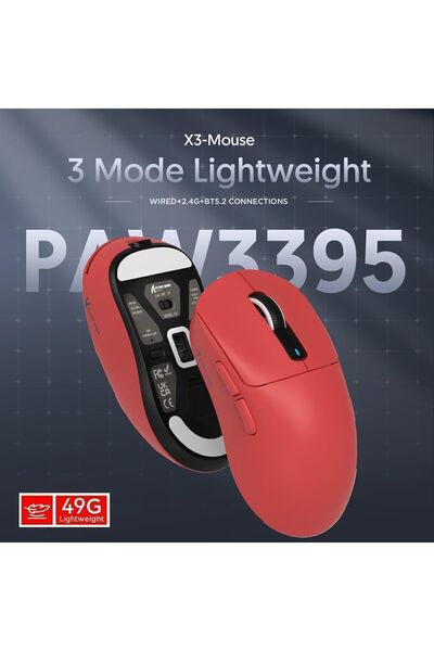 Attack Shark X3 SUPERLIGHT KABLOSUZ OYUNCU MOUSE PAW3395 (GRIP TAPE HEDİYELİ)