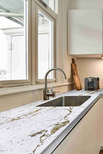 DECOMALL Code 77 Suya Dayanıklı Mutfak Banyo Zemin Mermer Mobilya Fayans Yapışkanlı Folyo Kaplama