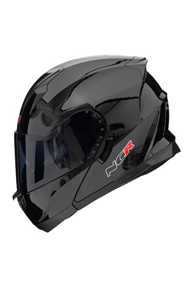 NCR Icon Çene Açılır Parlak Kask Siyah Vizörlü