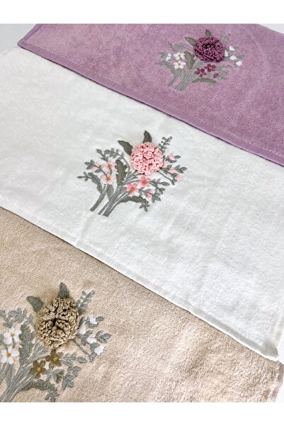 AYHANHOME 3 шт 3D вишитий оксамитовий рушник для рук та обличчя Ceyizlik 50x90 з вишивкою Gupur в коробці