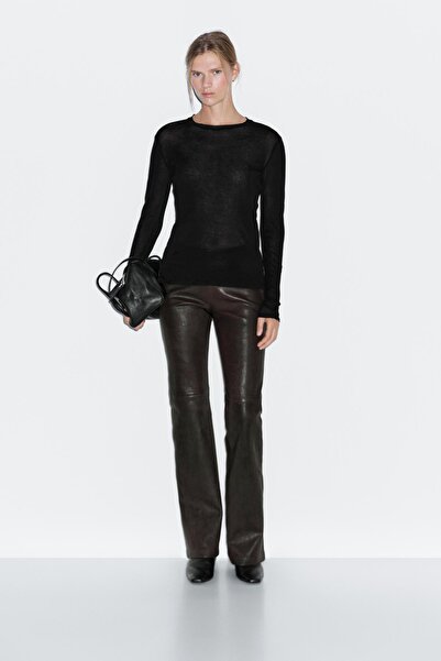 Massimo Dutti Yaka detaylı hafif t-shirt