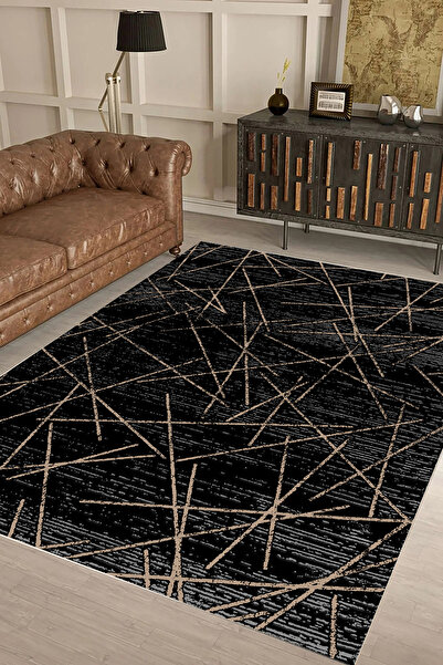 UZZA Salon Halısı Geometrik İskandinav Eskitmeli Dijital Baskı Yıkanabilir Ka...