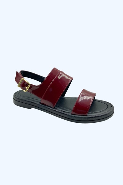 Odie Collection Women's Buckle Daily Patent Leather Strap Comfortable Sole Sandals