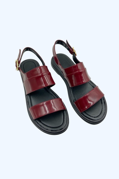 Odie Collection Women's Buckle Daily Patent Leather Strap Comfortable Sole Sandals