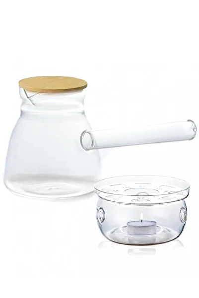 ELEGANT HOME 300ml Heat Resistant Glass Coffee Pot with Glass Warming Base