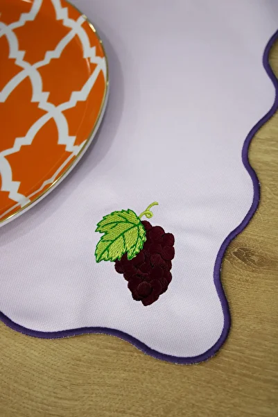ASDİVA Juvi Grape Embroidery Detailed American Service 30X45 cm - Purple Stylish Design