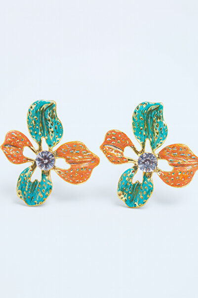 Bermecy All Colors | Renkli Çiçek Tasarım Çelik Küpe