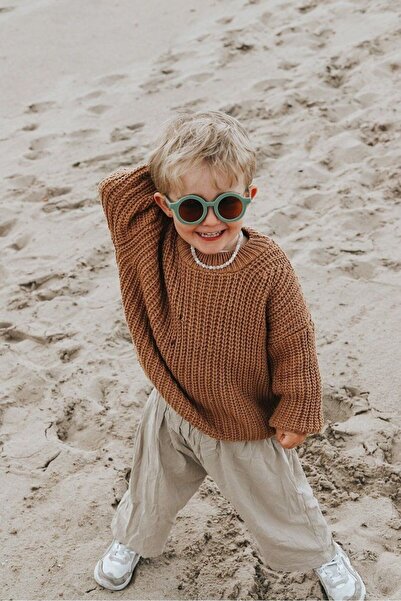 MACERATİ Nordic Unisex Green Round Frame 0-10 Years Old Children Uv400 Sunglasses