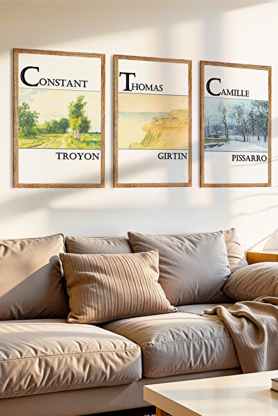 Zevahir Mobilya Dekorasyon Set de pictură MDF cu aspect de cadru din lemn, te...