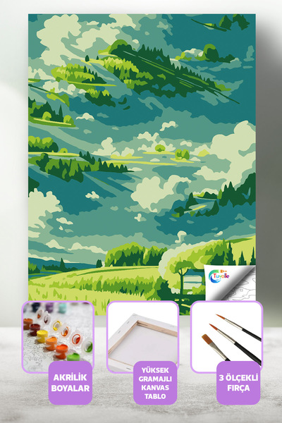 Tuvalle İşveçre Alpleri Sayılarla Boyama Seti, Hobi Seti, 40X50 Tablo, Fırça ...