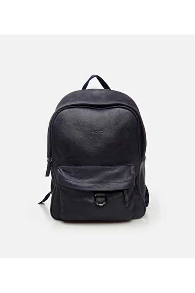 Hotiç Men's Leather Navy Blue Backpack