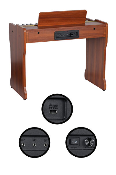 Midex Cp-360or Ahşap Çocuk Piyanosu Pilli 37 Tuşlu Gerçek Piyano Tuşları