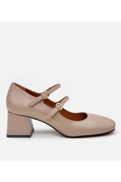Hotiç Women's Leather Mary Jane Mink Thick Heel
