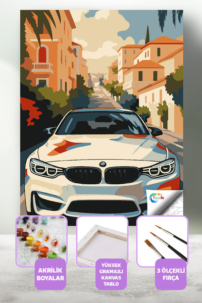 Tuvalle Asfaltın Efendisi Sayılarla Boyama Seti, Hobi Seti, 40X50 Tablo, Fırç...