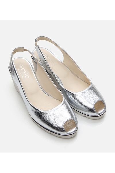 Hotiç Genuine Leather Lame Women's Thick Heel